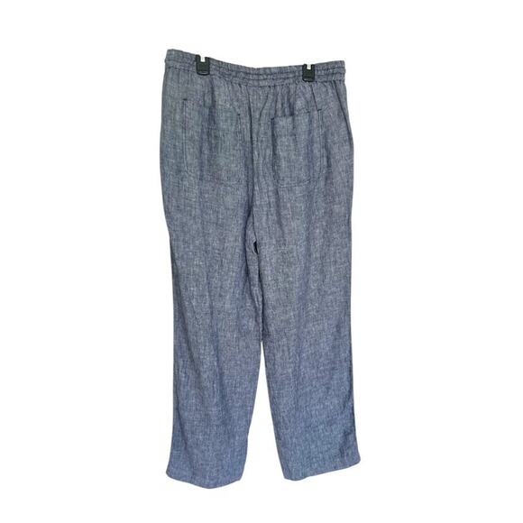 Talbots 100% Linen Pants Size 6 Blue Drawstring Lightweight Beachy Boho Wide Leg - Picture 3 of 7